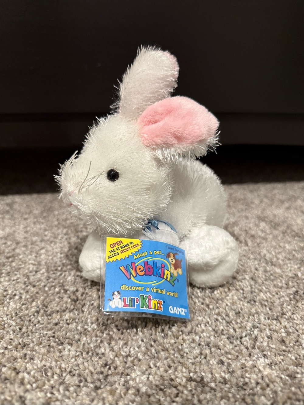 Webkinz Lil' Kinz White & Pink Bunny Plush by Ganz with Code